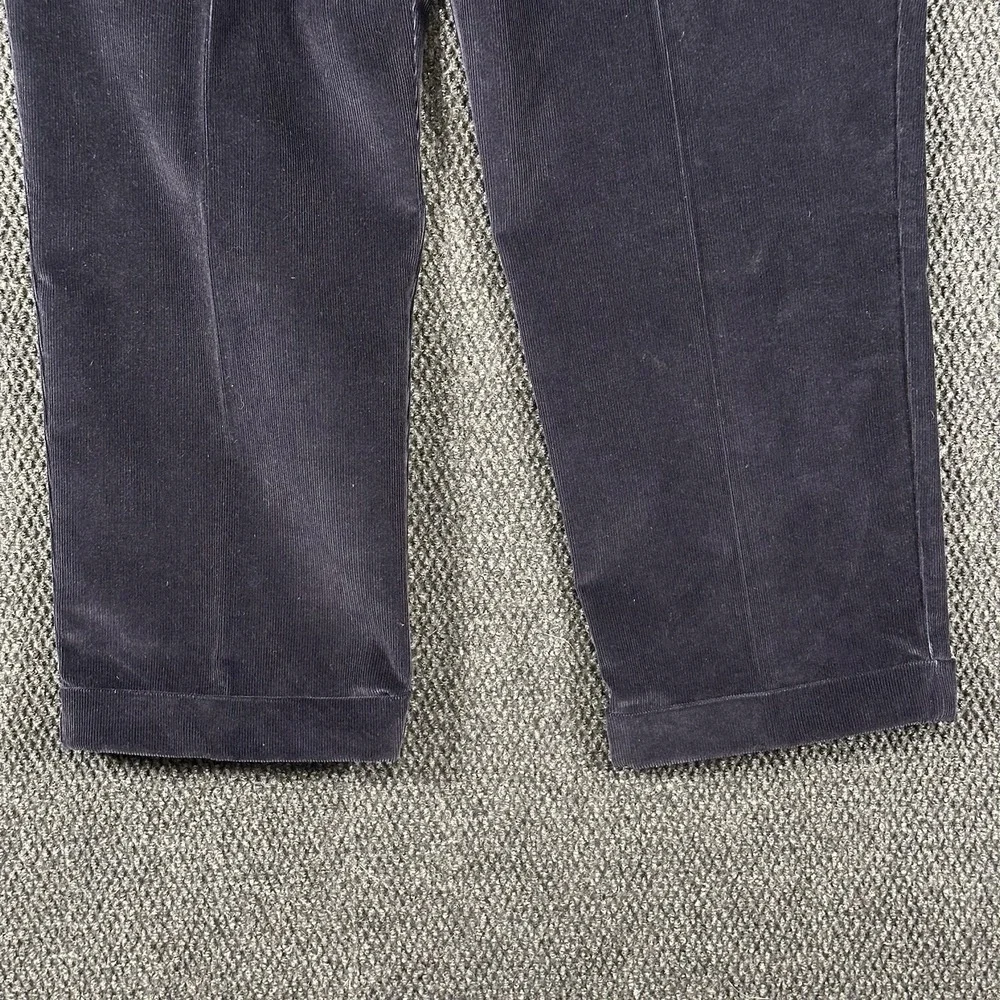 Y2K Dockers Corduroy Pants Men's 36x29 Navy Relaxed Fit Pleated Wide Wale Cuffed